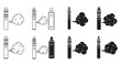© Mostafizur - Collection of vape pen icons with smoke clouds, some in black and white, isolated on transparent background