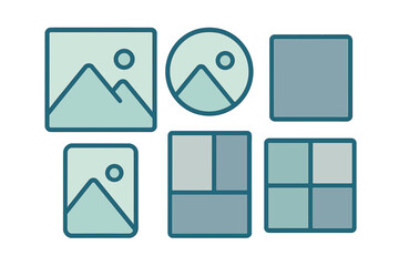 set of image gallery and layout placeholder symbols for user interface design