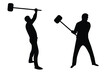 © Eugen - Silhouette of Man with a Sledgehammer Isolated on White. People and activities, physical work vector art