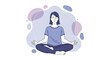 © PINNSTUDIO - Mindful woman meditating in lotus pose yoga and relaxation illustration