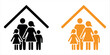 © akram - Family at House icon vector illustration. Symbolizing home, shelter, real estate, and parental insurance or support.