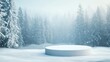 © bejo stock - Winter snow scene with empty round display podium, product presentation