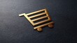 © Matcha_09 - Elegant Gold Shopping Cart Icon on Textured Background for E-commerce and Retail Themes