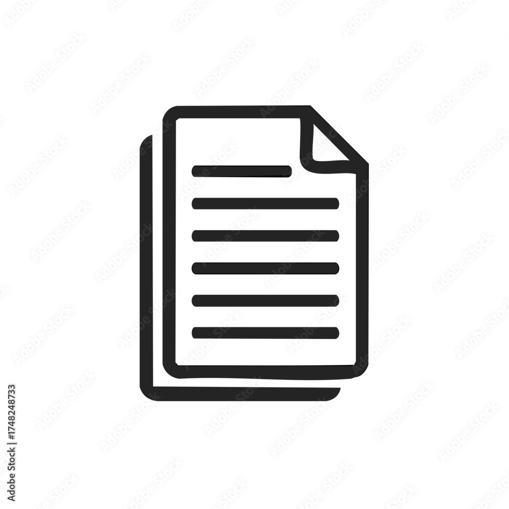 Minimalist document file icon with text lines and folded corner