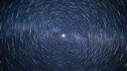 Wall Mural - Captivating star trails swirl around Polaris with a distant galactic glow in the deep night sky tranquility, exploration, abstract