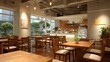 © Sopacha - small cozy cafe with natural tone furniture and clear space