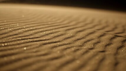 Wall Mural - Close-up cinematic shot of wind creating intricate patterns and ripples on the surface of a desert sand dune with shallow depth of field abstract, background, cinematic