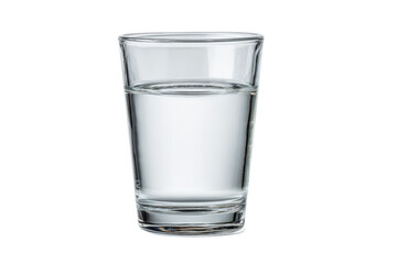 A clear glass of water isolated on transparent background, showing the liquid and the texture of the glass