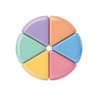 © Ratul - Six-part 3D pie chart infographic with glossy pastel colors representing data division and statistics isolated on transparent background