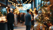 © pilipphoto - Blurred shot of business people at Christmas holiday party in office center