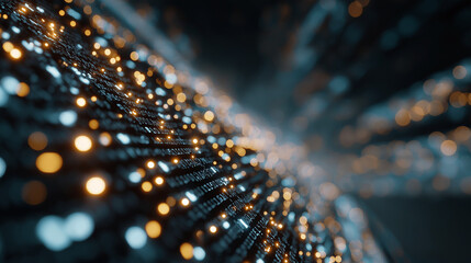 Wall Mural - Digital Pathway: A vibrant digital stream comes alive, showcasing interconnected points of light against a captivating backdrop. Evoking the essence of seamless data transfer and complex technology.
