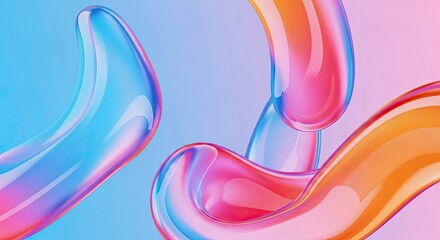 Wall Mural - Abstract Curved Shapes with Gradient Colors on Background. Liquid Pattern Wallpaper