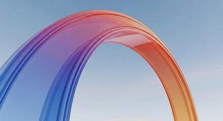 Wall Mural - Gradient Arch Rings Against Light Sky Blue Background Modern Abstract Design