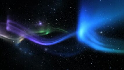 Wall Mural - Graceful Waving Cosmic Light Trails Resembling Aurora, a Seamlessly Looping Abstract Galaxy Scene loop, energy, waving