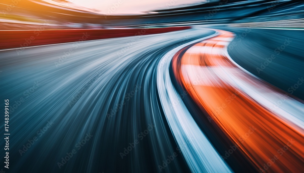 Speed Run Frame Effect Race track curve with motion blur effect showing speed and movement ...