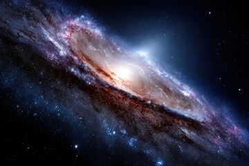 Wall Mural - Vast spiral galaxy displaying colorful arms and bright core in d