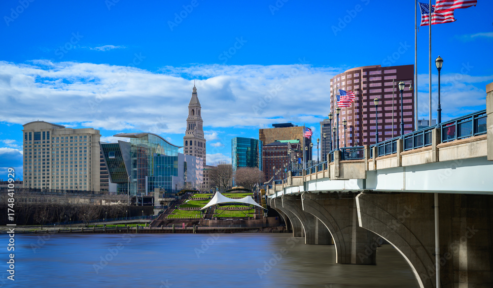 Stockfoto Hartford, Connecticut downtown city skyline with the Bulkeley ...
