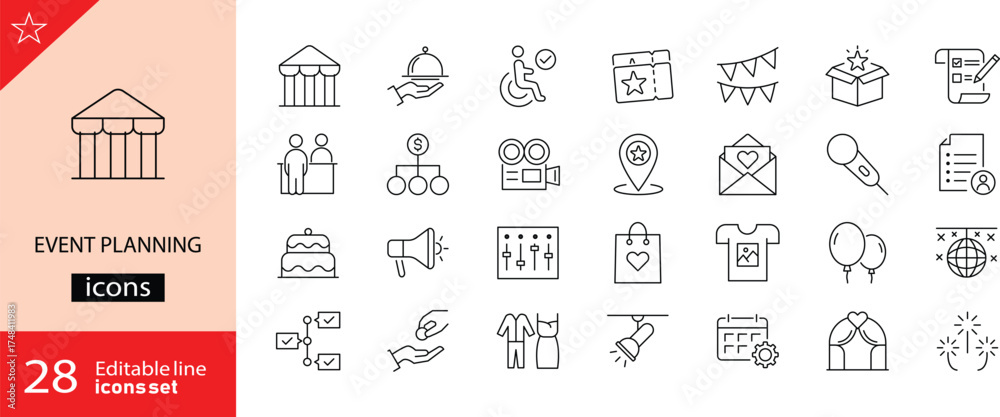 Event planning icons set. Includes symbols of calendars, schedules ...