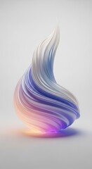 Wall Mural - Twisted Abstract Shape With Wavy Texture and Gradient Color on White Background