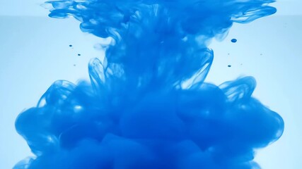 Wall Mural - hypnotic slow motion of vibrant blue ink gracefully expanding and swirling in crystal clear water vi