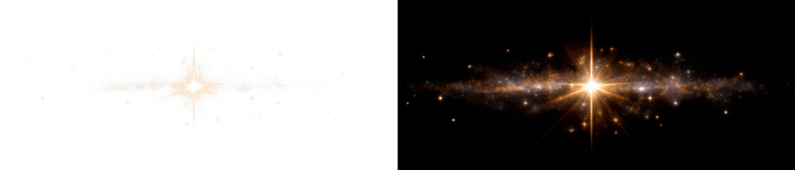 Wall Mural - Radiant Magical Effect with Glowing Stars in Fantasy Display on Transparent and Black Background, cutout, png