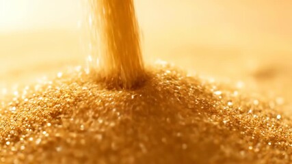 Wall Mural - Mesmerizing slow motion close-up of fine golden sand flowing and cascading gently downwards soft, cycle, sand