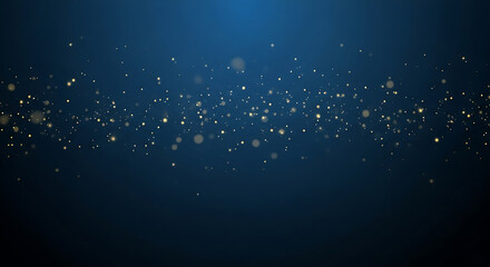 Abstract blue background with scattered glowing particles and bokeh effect, digital art