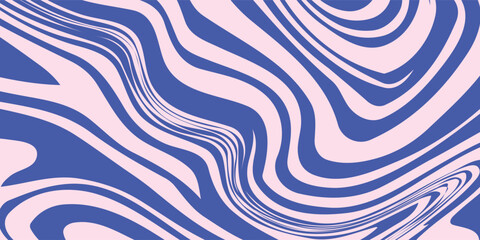 Wall Mural - Abstract background pattern with colorful waves. Psychedelic groovy trippy y2k retro seamless pattern in blue and pink colors. Eps 10