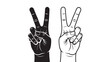 © Abidinawan Design - Black and white hands showing peace sign vector illustration for graphic design isolated on white background