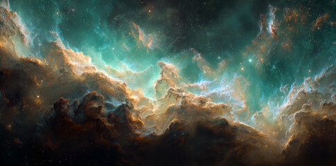 Wall Mural - Beautiful nebula in deep space, with stars and galaxies.