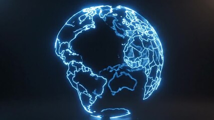 Wall Mural - Glowing Blue World Globe Hologram on Dark Background Detailed Futuristic Earth Model Global Network Technology Concept Digital Planet Visual