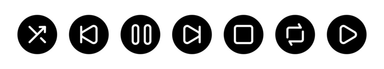 Wall Mural - Minimalist music player icons set for digital interfaces