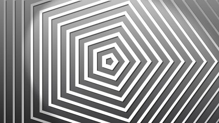 Gray geometric tunnel animation with white lines, Hypnotic optical illusion motion background 