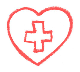 Wall Mural - Heart Medicine Health Related Icon Crayon Chalk Drawing Doodle Vector
