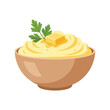 © artificial_azad! - Creamy mashed potatoes with butter and parsley garnish in bowl delicious comfort food vector