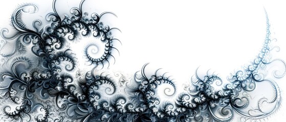 Wall Mural - Spiral fractal back and white abstract background.