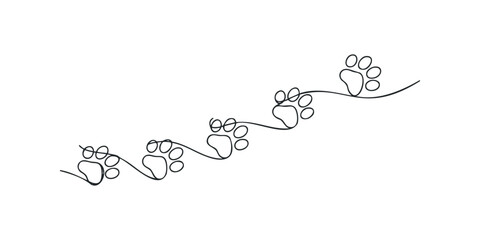 Naklejka na meble Minimalist single line drawing of animal paw prints on a curve
