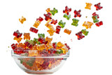 Colorful gummy bears isolated on transparent background
