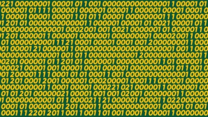 Digital data stream binary code flowing abstract technology background glowing yellow numbers on