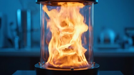 Wall Mural - Controlled fiery vortex slowly dances and twirls in a contained environment, revealing intricate flame patterns and heat science education, design, energy