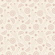 © Anait - Seamless beige pattern with line art oranges, cinnamon sticks, and star anise. Minimalist winter and Christmas background for wrapping paper, textiles, and cozy seasonal design.