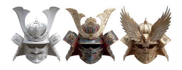 Elaborate Antique Helmets Isolated on Transparent Background for Design Use