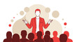 © Naif - Vibrant Speaker Gesticulating While Addressing Audience In Modern Flat Illustration Concept
