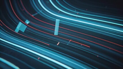 Wall Mural - Abstract Blue Lines Background Technology, Data, Futuristic Design