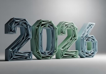 Wall Mural - Abstract 3d rendering of the year 2026 in a geometric, origamilike style, creating a modern and artistic representation