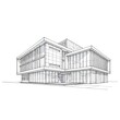 © vladimir - Modern architectural sketch showcasing building design with linear perspective