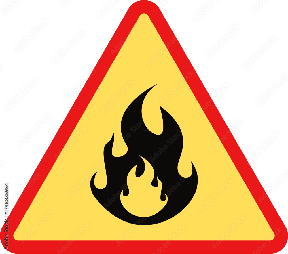 fire danger sign. Combustibility and flammability symbol. Flammable ...