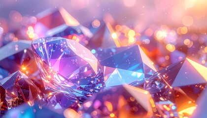 Wall Mural - Luxury abstract blue and white background with shiny diamonds and gems