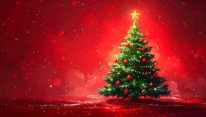 Wall Mural - Abstract snow-covered Christmas pine branches and fir trees