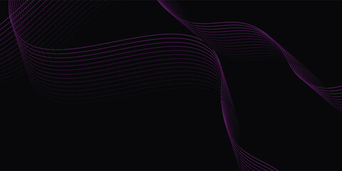 Wall Mural - purple wavy background with abstract round line, dynamic banner concept. vector illustration eps10